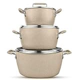 Granitestone 6 Pc Pots and Pans Set Non Stick, 1.5Qt, 3Qt, & 5Qt Nesting Pots Set for Cooking with Induction Cookware Set, Space Saving, Non Toxic, Dishwasher Safe
