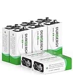 DURNERGY 9V Batteries, 9 Volt Batteries 8 Pack,10-Year Shelf Life, 9V Batteries for Smoke Alarms, Guitar Pedals, Microphone, Smoke Detector Battery, Square Batteries 6LR61 9V Alkaline Batteries