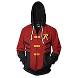 Xinxin Robin Tim Drake 3D Anime Cosplay Cardigan Zip Hoodie Unisex Adult Red/X-Small