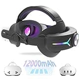 MLemonVR Upgrade RGB Light Head Strap with 12000mAh Battery Pack for Meta Quest 3/3s Accessories, Extended Playtime,Comfortable Reduce Facial Stress,Quick Charge, Adjustable Strap (Black)