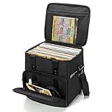 Trunab Vinyl Record Carrying Bag Vinyl Albums Storage Case, with Dividers Holds up to 60 LP Records, Vinyl Record Holder for Travel, Collection