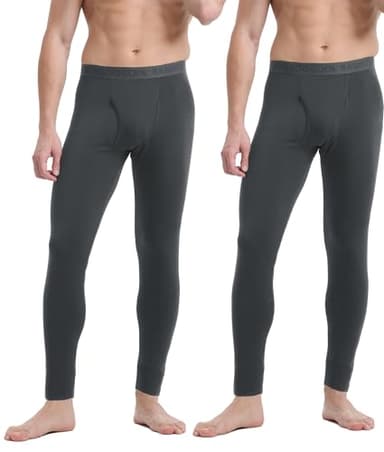 Men's Heavyweight Thermal Underwear Long Johns Bottom with Soft Wool Lining, Warm Base Layer Pants for Cold Weather