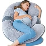 QUEEN ROSE Pregnancy Pillows, E Shaped Full Body Pillow for Sleeping, with Pregnancy Wedge Pillow for Belly Support, 60 Inch Maternity Pillow for Side Sleeper, Grey Velvet