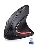 TECKNET Ergonomic Mouse, 4800 DPI Wireless Vertical Mouse with 5 Adjustable DPI Levels, 2.4GHz Optical Carpal Tunnel Mouse, 6 Buttons Wireless Mouse for Laptop, Desktop, PC, MacBook - Black