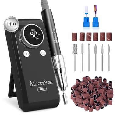 MelodySusie Professional Clip-On Rechargeable Nail Drill with Adjustable Built-in Stand and Premium Motor, MB420G 40000RPM E-File with Max Speed for All Manicure Shaping & Gel Removal for Salon Use