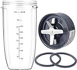 New Blender Cup and Blade Replacement Parts 32oz Cup and Extractor Blade and 2 Rubber Gaskets 4-Piece Compatible with NutriBullet High-Speed Blender/Mixer System 600W/900W Series