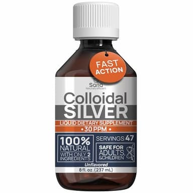 Colloidal Silver Liquid 8 fl oz 30 PPM - Bioactive Hydrosol Silver Water - Natural Immune Support Nano Sol Supplement Solution - Ionic Minerals - Organic Structured Silver