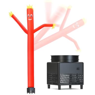 QIZRON 6ft Red Air Tube Dancer Inflatable Waving Tube Man with Lights & Built-in Blower - Wacky Waving Dancing Guy Set for Business Promotion