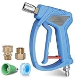 TUTULUCK Pressure Washer Short Gun with 3/8" Swivel, Power Washer Stubby Trigger Handle with 25° Soft Rubber Nozzle, M22-14mm to 3/8" Quick Connector, M22-15mm Female for Car Wash