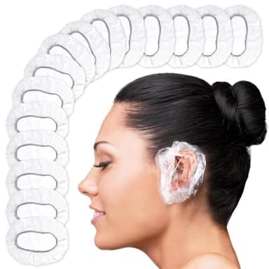 200 Pcs Ear Covers for Shower – Disposable Ear Covers for Hair Dye – Waterproof, Lightweight, Durable Plastic | Comfortable to Wear, Easy to Stretch, Suitable for Adults at Home, Spa, Travel, Hotel