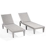 Nestl Patio Chairs - Waterproof Outdoor Chaise Lounge Chair, Set of 2 Adjustable Lawn Chairs, Lightweight Grey Chaise Lounge Outdoor