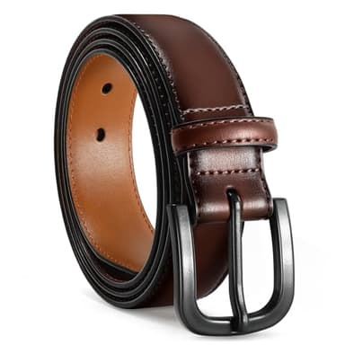VONMELLI Men's Metal Free Leather Belt TSA Approved Non Metal Belt for Men Jeans with Hypoallergenic Buckle, Gradient Coffee M