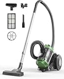 Bagless Canister Vacuum Cleaner, 1200W Adjustable Suction Power,Portable & Powerful Corded Vacuum Cleaner, 7 in 1 Lightweight Vacuum, Easy-to-Clean Dust Container for Home, Hard Floors, Pet Hair