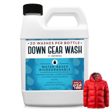 IMPRESA Down Wash Detergent - 32 Fl Oz (20 Loads), Liquid & Unscented - Laundry Detergent Safe for Down Coats & Comforters
