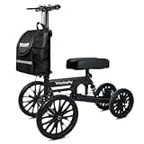 VitaSophy All Terrain Knee Scooter with Disc Brakes, Steerable Knee Walker for Adults for Foot Surgery, Broken Ankle- Foldable Knee Rover Scooter for Broken Foot Injured Leg Crutch (Black)