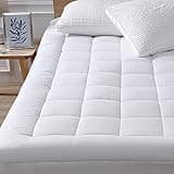 Cal King Mattress Pad Cover Cooling Mattress Topper Pillow Top with Down Alternative Fill (8-21”Fitted Deep Pocket California King Size)