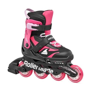 Rollerblade Microblade Kid's Adjustable Fitness Inline Skate, Pink/Black, Youth Performance Inline Skates