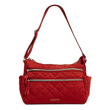 Vera Bradley Women's Performance Twill Triple Zip Shoulder Satchel Purse, Cardinal Red, One Size