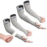 Cut Resistant Farmers Sleeves with Thumb Hole, Grey, 2 Pairs, Arm Protectors for Thin Skin and Bruising, for Gardening, Yard Working, Welding, Arm Guards for Biting, Pet Grooming