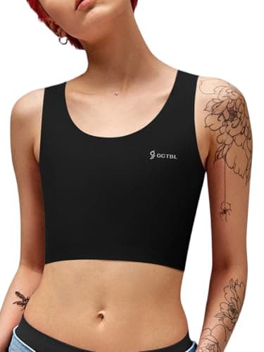 GCTBL Women Chest Binders Transgender FTM Seamless Swim Binder Compression Bra (B, XXL) Black