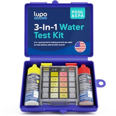 Lupo 3-in-1 Pool Test Kit | Pool Testing Kit for Residential Swimming Pools & Spas for Testing Total Chlorine, Total Bromine & pH | Pool Chemical Test for Quick & Accurate at-Home Pool Water Testing