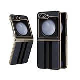 karenDon for Samsung Galaxy Z Flip 5 Phone Case [Luxury Premier Genuine Leather Cases][Built-in Screen Protector][Full Body Drop Proof][Slim Fit Protective Cover] for Galaxy Z Flip 5 (Black)