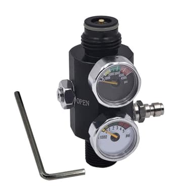 Aopkeo Adjustable Compressed Air Regulator Dual Gauge Pneumatic Air Valve Input 4500psi, Output 0 to 3000psi, M18*1.5, 5/8"-18UNF for Paintball Airsoft PCP (5/8"-18UNF)