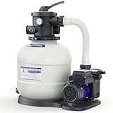 AQUASTRONG 14in Sand Filter Pump for Above Ground Pool with Timer, 2/3 HP Pool Pumps Above Ground 3000 GPH for Pools up to 13000 GAL, Pool Filter with 6-Way Valve, Improved Circulation and Filtration