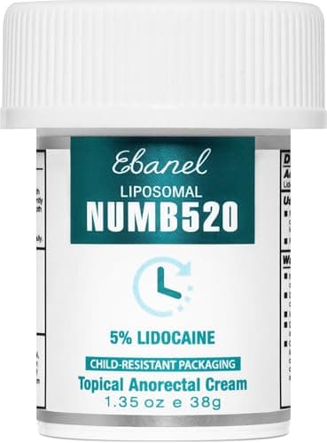Ebanel 5% Lidocaine Numbing Cream, Pain Relief Burn Itch Numb Cream, Maximum Strength Topical Anesthetic with Allantoin, Vitamin E for Local and Anorectal Uses, Hemorrhoid Treatment, 1.35 Oz