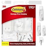 Command Variety Pack, Including 10 Pairs of Picture Hanging Strips, 6 Wire Hooks and 8 Utility Hooks for Hanging, Organization and Storage, Damage Free Hanging Up to 19 Items, 1 Kit
