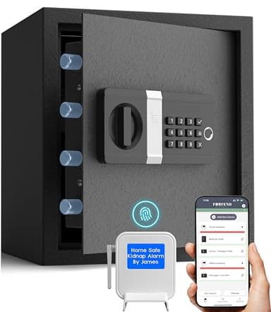 FORFEND Smart Home Safes | WiFi Safe Box App Unlock/Alarm | Voice Command, Kidnap SOS Alarm, Tamper Detect, Frozen Mode| Money Security Lockbox History Track | Caja Fuerte Anti-Pry Remote Live Monitor
