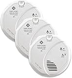 FIRST ALERT BRK SC7010BV-3 Hardwired Talking Photoelectric Smoke and Carbon Monoxide (CO) Detector, 3-Pack , White