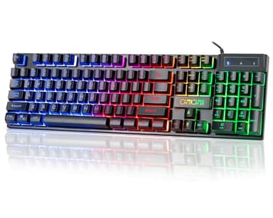 CHONCHOW Wired Gaming Keyboard, 104 Keys Full Size, with Anti-Ghosting and Multimedia Keys, LED Backlit Light Up Keyboard for PC Mac Laptop Desktop, Gaming or Office