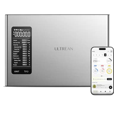 Ultrean Smart Food Kitchen Scale with Nutritional Calculator, Free APP for Calorie & Macro Tracking, AI Powered, Goal Progress, Digital Calorie Scale for Weight Loss, Stainless Steel, 22lb
