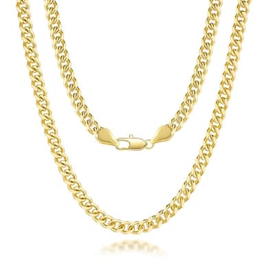 KROMPG 14K Gold Chain for Women Men 14K Gold Necklaces for Women's Necklace Mens Necklace Chain Cuban Link Chains for Women & Men 5MM 16'' 18'' 20'' 22'' 24'' 26'' 30'' (Length 22 Inches)