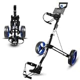 SereneLife 2 Wheel Golf Push Pull Cart – Lightweight, Foldable, Bag Holder with Adjustable Handle, Caddy Accessories, Has Scorecard/Cup Holders, Compact Folding Golf Trolley for Travel