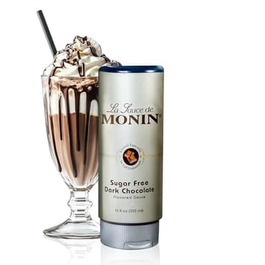 Monin - Sugar Free Dark Chocolate Sauce, Velvety and Rich, Great for Desserts, Coffee, and Snacks, Gluten-Free (12 Ounce)
