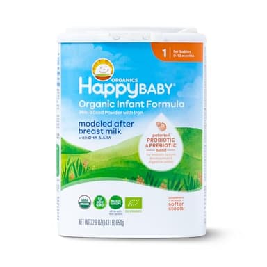 Happy Baby Organics Stage 1 Infant Formula, 0 12 Months, Milk Based Organic Baby Formula Powder with Iron, Probiotics & Prebiotics for Immune & Digestive Support, 22.9 Ounce (Pack of 1)