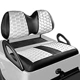 NOKINS Golf Cart Seat Covers, Fit Club Car Precedent OEM Ordinary Front Seat Cushion, Club Car Precedent Accessories Vinyl Seat Covers, No Nails Required(Carbon Fiber White&Black)