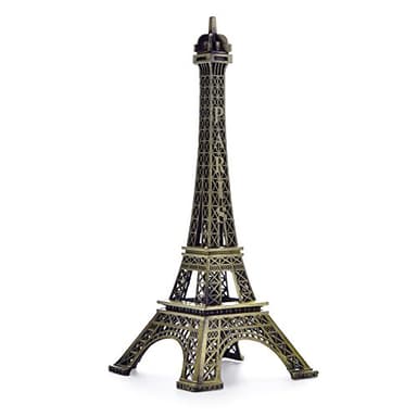 ESHATO Bronze Metal Eiffel Tower Statue, 7inch Decorative Figurine Replica Stand Holder for Cake Topper Table Decor Gift Party Home Decoration