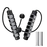 POCFOINY Weighted Jump Rope for Fitness, Cordless Jump Rope for Women, Men & Kids, Ropeless Jumping Rope for Workout, Gravity Ball Skipping Rope, Tangle-Free Wireless Speed Rope with Black Foam Handle