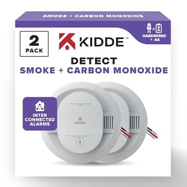 Kidde Hardwired Smoke & Carbon Monoxide Detector, AA Battery Backup Smoke Alarm, Interconnectable, LED Warning Light Indicators, 2 Pack