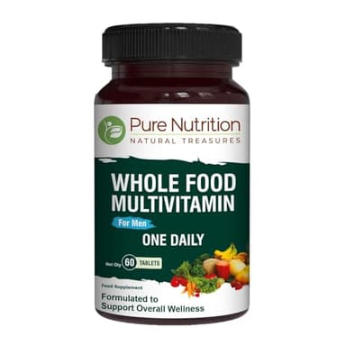 Pure Nutrition Whole Food Multivitamins for Men | 60 Tabs | One-A-Day | 100% RDA | 24 Natural Vitamins and Minerals | All Natural Plant Based Men's Multivitamin | 2 Months Supply