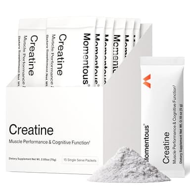 Momentous Creatine Monohydrate Powder - Creatine Powder - Supports Strength, Lean Muscle, & Recovery for Men & Women - NSF Certified for Sport - 5 g per Serving - 15 Servings