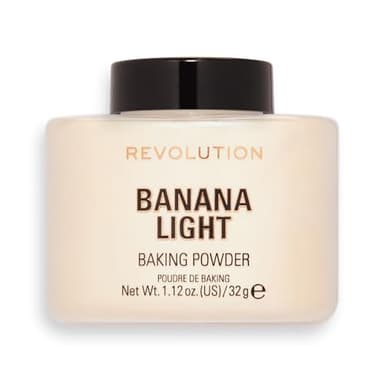 Revolution, Loose Baking Powder, Makeup Setting Powder, Long-Lasting Coverage, Mattifies & Reduces Shine, Banana Light, 1.12 oz