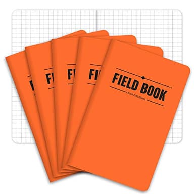 Field Notebook/Pocket Journal - 3.5"x5.5" - Orange - Graph Memo Book - Pack of 5