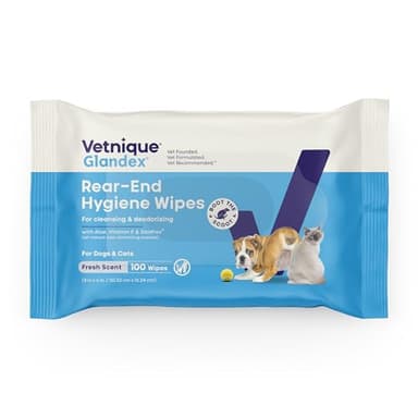 Vetnique Glandex Dog Wipes for Pets Cleansing & Deodorizing Anal Gland Hygienic Dog & Cat Wipes with Vitamin E, Skin Conditioners and Aloe Labs (100ct)