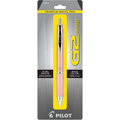 Pilot, G2 Limited Premium Gel Roller Pen, Fine Point 0.7 mm, Rose Gold Barrel, Black Ink
