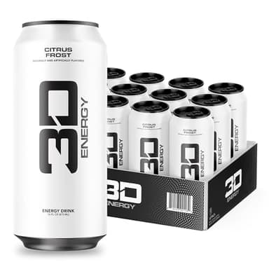 3D Energy Drink – Sugar Free, 200mg Caffeine, Pre Workout, Taurine, L-Carnitine, Lightly Carbonated, 16oz Cans, 12 Pack - Citrus Frost