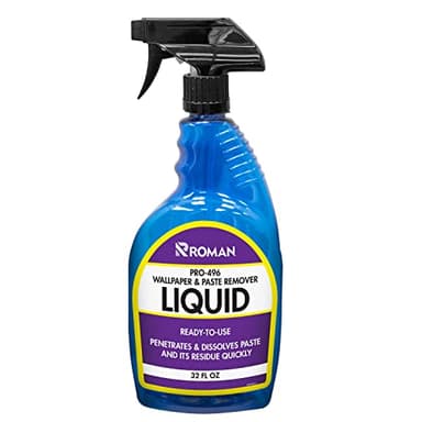 Roman Wallpaper Remover Liquid Spray, Contractor Strength Wallpaper Stripper and Adhesive Remover, Unscented, Non-Staining, Clear, PRO-496 (32 Ounce, 75 Sq. Ft.)